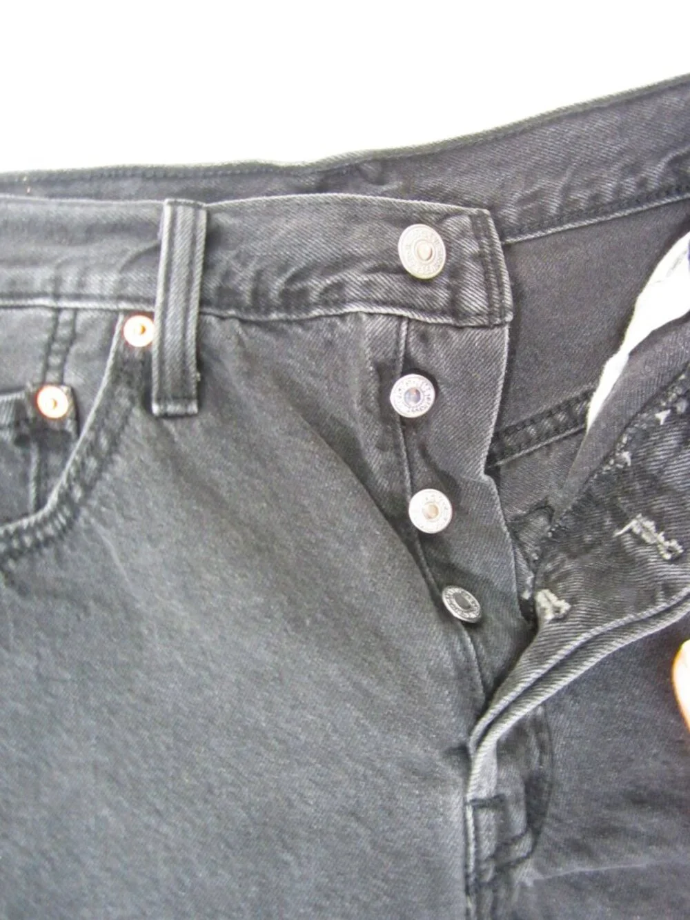 Levi's Size 30 High Waist 501 Cut Off Black Jean Denim Shorts Button Fly